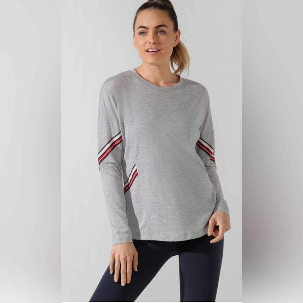 Lorna Jane Athleisure Striped Long Sleeve Top Lightweight Yoga Pilates Size XS
